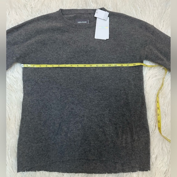 Zadig & Voltaire Cici Patch Cashmere Sweater L NWT Grey Lightening Bolt - Picture 15 of 16